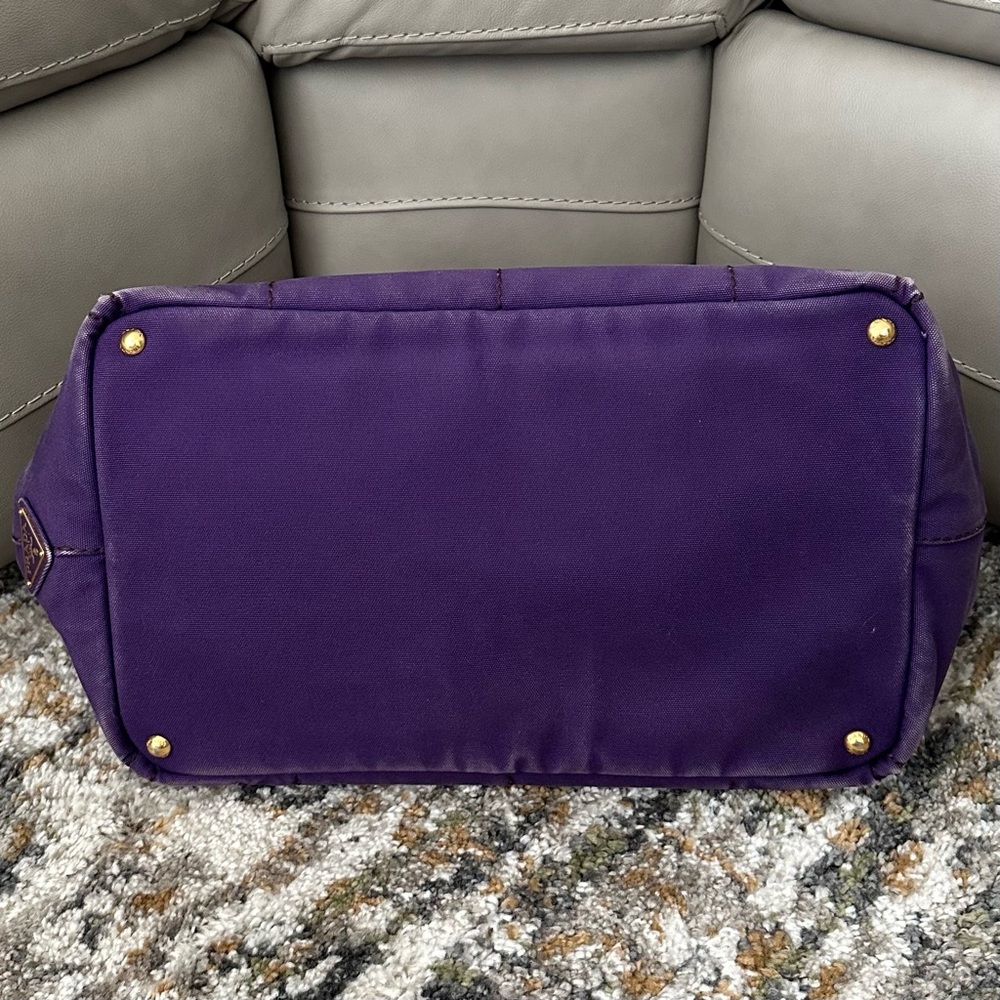 PRADA CANAPA RARE PURPLE DENIM MEDIUM TOTE BAG - Picture 4 of 16